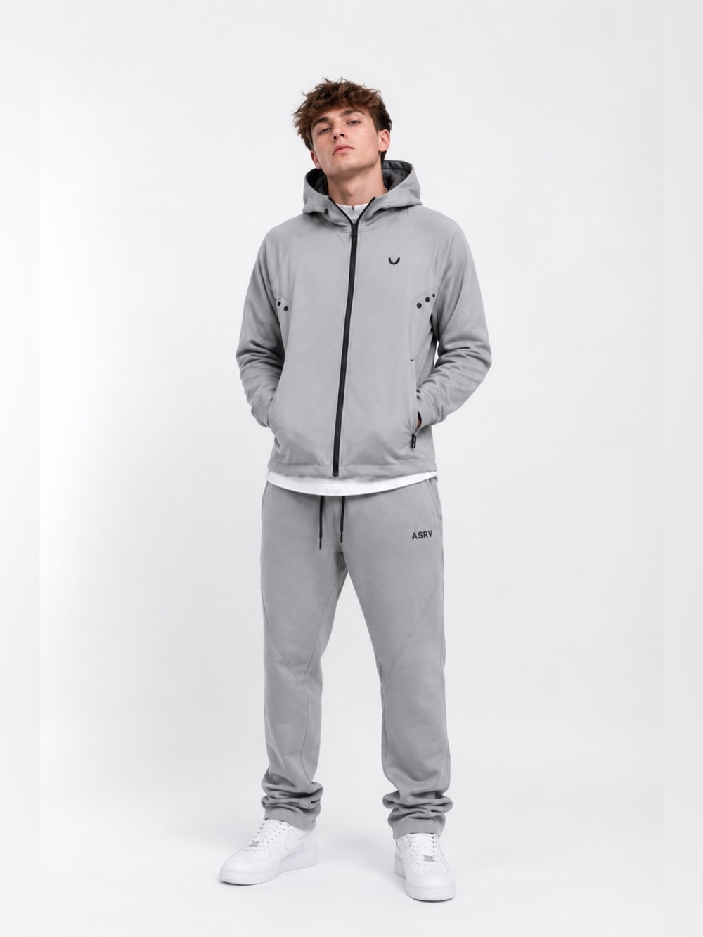 ASRV Men’s Performance Zip Hoodie Gray Size M